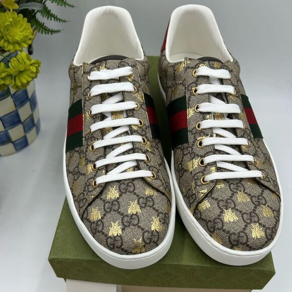 Men's Gucci, GG Supreme ace bee sneakers size 13 made in Italy - Picture 1 of 10